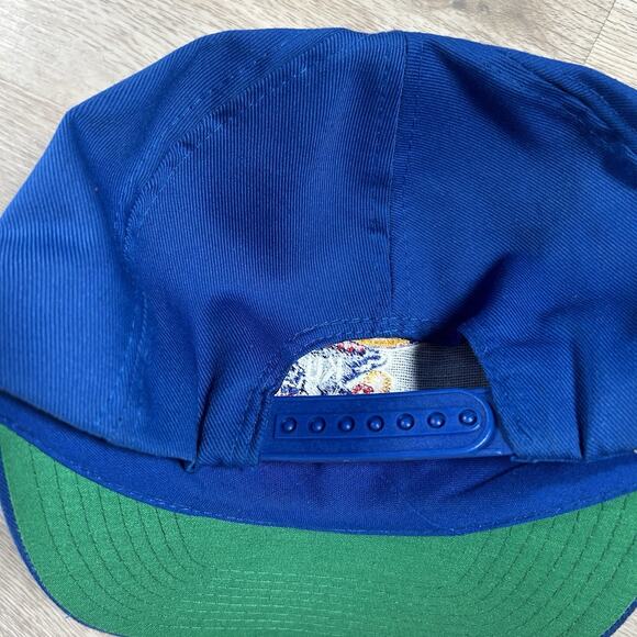 Vintage Kansas Jayhawks Snapback Hat Twins Enterprise Blue Cap - Picture 2 of 9